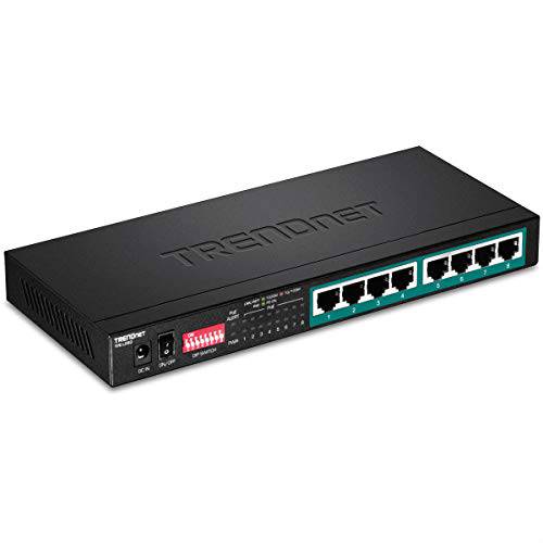 TRENDnet 8-Port 기가비트 롱 레인지 Poe+ Switch, TPE-LG80, 65W PoEBudget, Ethernet/ 네트워크 Switch, Long-레인지 Poe+ Extends 레인지 Up to 200M (656 ft.), 16 Gbps 변환 Capacity, 라이프타임 프로텍트