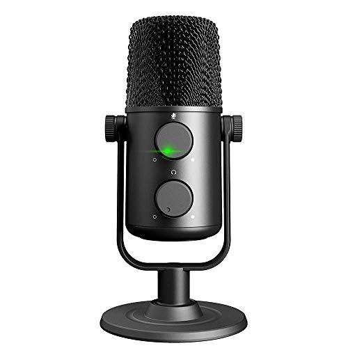 USB 마이크,마이크로폰 MAONO AU-902 Cardioid 콘덴서 Podcast 마이크 with 이중 볼륨 Control, 음소거 Button, 모니터 헤드폰 Jack, Plug and Play for Vocal, YouTube, Livestream, Recording, 게이밍