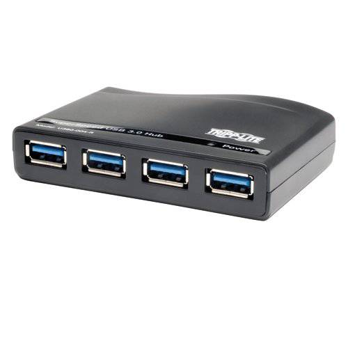 Tripp Lite 4-Port USB-A 3.0 초고속 Hub, 5 Gbps 전송 스피드 USB Type-A (U360-004-R), 블랙