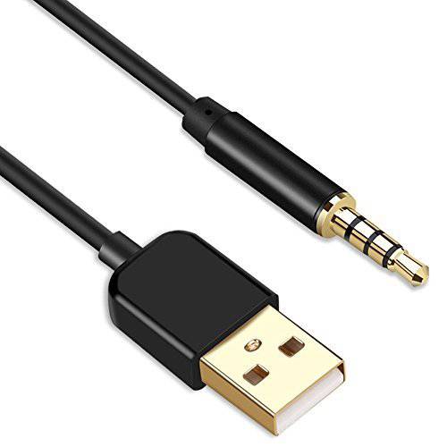 AGPTEK 3.5mm Male Jack to USB 충전 and Data 케이블 for iPod Shuffle, SYRYN 방수 MP3 Player, Headphones, 블랙