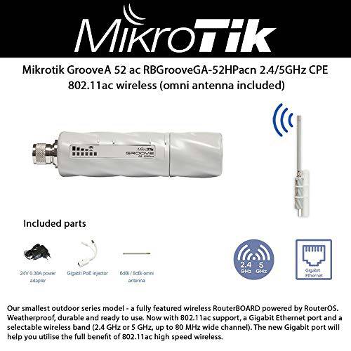 Mikrotik GrooveA 52 ac 아웃도어 CPE 802.11ac 기가비트 PoE 2.4GHz 5GHz 5W OSL4 8dBi