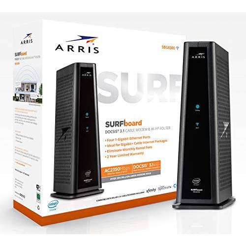 ARRIS SURFboard SBG8300 DOCSIS 3.1 기가비트 케이블 모뎀& AC2350 듀얼밴드 와이파이 Router, Approved for Cox, Spectrum,  Xfinity&  기타 (black)