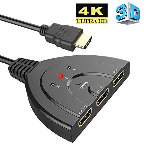 HDMI Switch, HDMI 피그테일 Switch 분배 3 인 1 out with 고속 피그테일 케이블 3 Ports 오토 변환기 허브 to Expand Your HDMI Capacity, support 3D 1080P HD 오디오 for HDTV, 프로젝터 Computer, 모니터