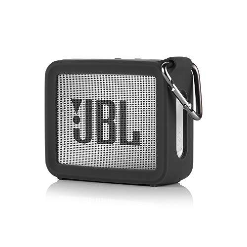 TXEsign 여행용 보호 실리콘 스탠드 Up 캐링 케이스 호환가능한 with JBL 고 2 휴대용 블루투스 방수 스피커 (Black)