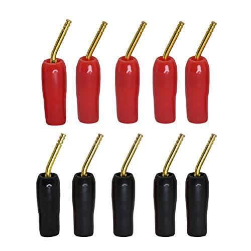 CERRXIAN 금도금 2mm 바나나 Plug 스크류 Type 오디오 스피커 케이블 커넥터 Adapter(Black& Red, 10-Pack)
