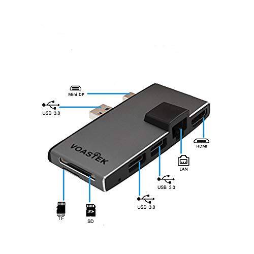 6 인 1 서피스 프로 허브 Combo 변환기, VOASTEK USB 3.0 허브 with HDMI 변환기, 랜 Port, 이중 USB 3.0 변환기 and SD/ TF/ 미니 SD 메모리 카드 리더,리더기 호환가능한 마이크로소프트 서피스 2017/ 프로 4 ｜Unique 모양뚜껑디자인