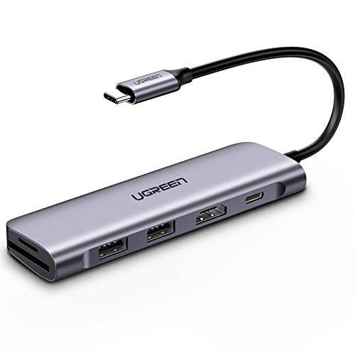 UGREEN USB C 허브 6 인 1 Type C to HDMI 4K, 2 USB 3.0 Ports, SD TF 카드 Reader, 100W PD 충전 변환기 도크 스테이션 for 맥북 프로 에어 2020 2019 2018, 갤럭시 Note 10 S10 S9 S8, 서피스 Go, XPS 13 15