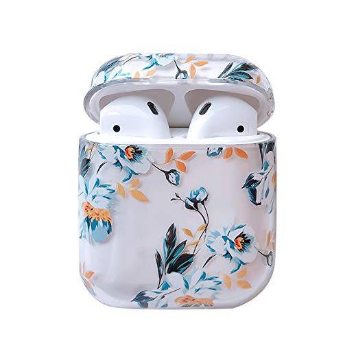 Ownest 호환 에어팟 케이스 Girls Cute 투명 Smooth PC 충격방지 No 먼지 커버 케이스 에어팟 2 &1 Cute Airpods-Blue Flowers-3 with with for for