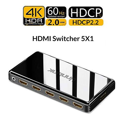 UHD 3D 4K@60Hz HDMI Switch Unnl인k 5 Port 5x1 HDMI 2.0 fps 4:4:4 18Gbps 10Bit HDR HDCP 2.2 5 인 1 Out 오토 Switch IR 원격 호환가능한 with 엑스박스 원 X PS4 프로 Roku 파이어 TV 박스 컴퓨터