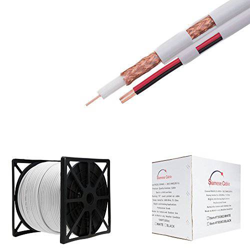 Cables Direct Online 250FT White Bulk Siamese RG59/ U 케이블, 20AWG+ 18/ 2AWG, 95% Shielding, CCTV 영상 와이어