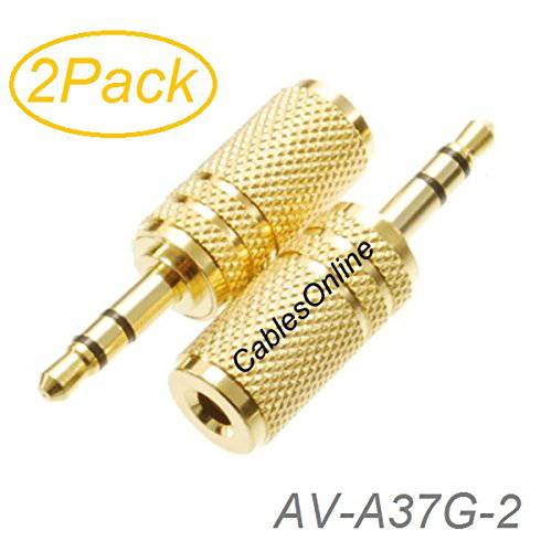 CablesOnline 2-Pack 3.5mm 스테레오 TRS Male Plug to 3.5mm 모노 TS Female Jack 오디오 Adapters, AD-A37G-2