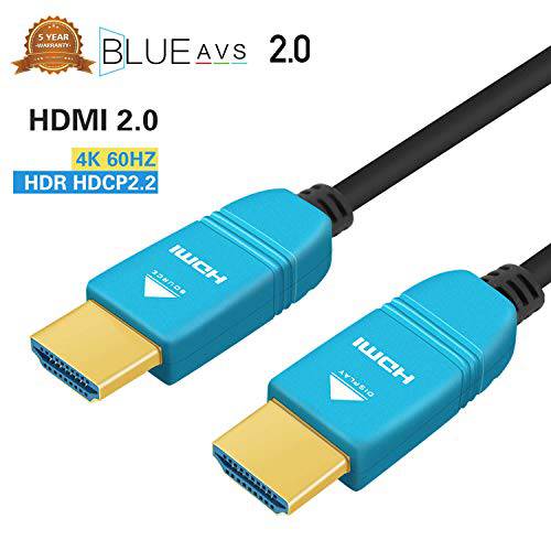 BlueAVS 6ft HDMI Fiber Optic 케이블 4K 60Hz HDMI 2.0b 고속 18Gbps HDR10 HDCP2.2 ARC 블랙