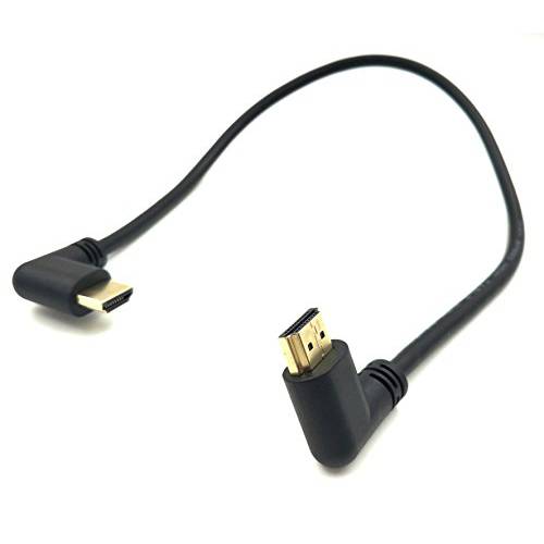 Poyiccot 90 도 HDMI 2.0 Male to Male 케이블, 1.5Ft/ 50cm 금도금 고속 HDMI Male 직각 to Male Left 앵글 케이블 60Hz, 4K 2K (M/ M Left-Right)