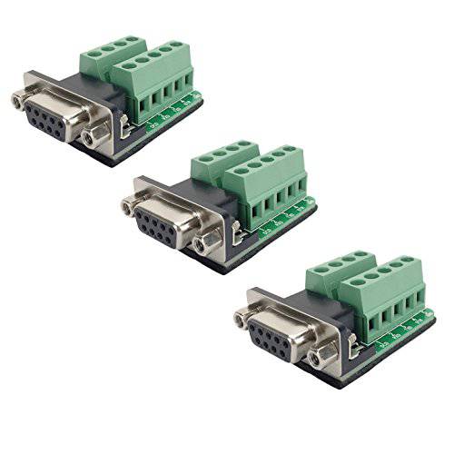 DB9 Female 커넥터 Breakout 보드 RS232 Serial to DSUB 터미널 차단 커넥터 Signal 모듈 3 Pack