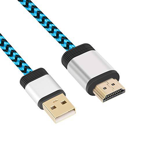 USB to HDMI 충전 케이블, Yeebline [Aluminum Shell, Nylon Braided] USB 2.0 Type A Male to HDMI Male 충전 변환기 컨버터 케이블 케이블 0.5M