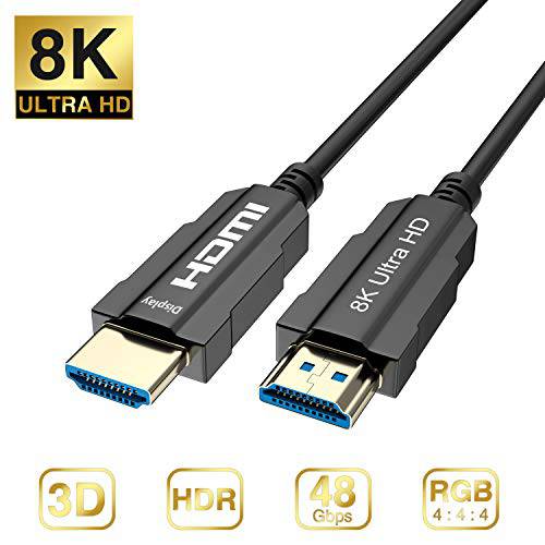 CABLEDECONN 8K HDMI Optic 케이블 리얼 UHD HDR 8K 48Gbps, 8K@60Hz 4K@120Hz HDMI 파이버 지원 3D HDCP2.2 HDMI 케이블 PS4 SetTop 박스 HDTVs 프로젝터 15m 50ft