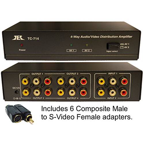 2 in x 4 out 컴포지트, Composite RCA S-Video, 오디오 Distribution 앰프 앰프 분배기 Matrix Distributor