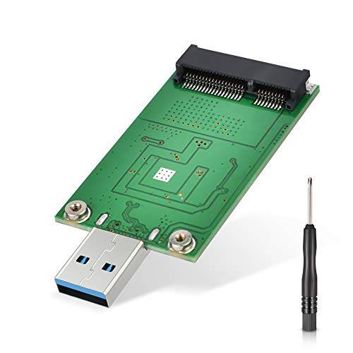 mSATA Adapter, ELUTENG mSATA to USB 3.0 Adapter, USB mSATA SSD Reader, 50mm 미니 SATA 컨버터 as 휴대용 Flash 드라이브 외장 하드디스크 (No 케이블 Needed)