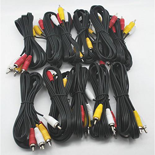 LOT OF 10 NEW 6 Ft RCA AUDIO/ 영상 컴포지트, Composite CABLES DVD/ VCR/ SAT YELLOW 레드&  하얀 커넥터