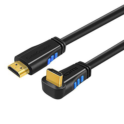 HDMI 2.0 케이블, 케이블Creation 6 Feet 4K (60Hz) 다운 앵글 90 도 다운 HDMI 케이블 with 금도금 Connector, 지원 울트라 HD, 3D Video, Ethernet, 오디오 리턴 Channel, 블랙