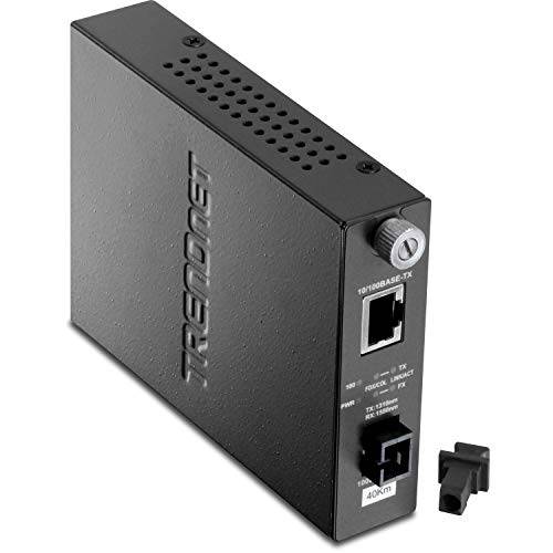 TRENDnet  인텔리전트 100Base-TX to 100Base-FX 듀얼 Wavelength 싱글 모드 SC 파이버 미디어 컨버터, 변환기 (40 KM/ 24.9 마일), RJ-45 포트, 파이버 to 이더넷 컨버터, 변환기, 라이프타임 프로텍트, TFC-110S40D3i