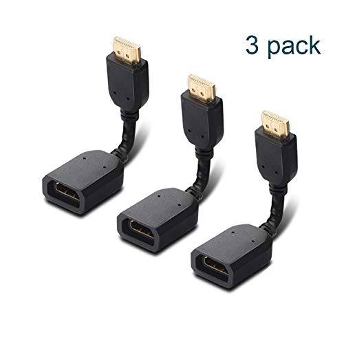 DIZA100 3 팩 HDMI 어댑터 모든 앵글 조절가능 회전 360 도 금도금 HDMI Male to Female 커넥터 support 3D 1080P HDMI 확장기 for TV Stick, Roku Stick, 크롬캐스트, 엑스박스, PS4, PS3