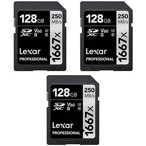 Lexar LSD128CBNA1667 프로페셔널 SDHC/ SDXC 1667x UHS-II 128GB 메모리 카드 (3-Pack)