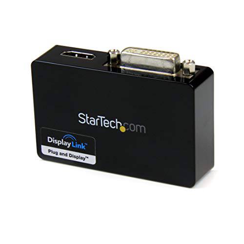 StarTech.com USB 3.0 to HDMI/  DVI 어댑터 - 2048x1152 - 외부 비디오&  그래픽 카드 - 듀얼 모니터 디스플레이 어댑터 케이블 - 지원 맥&  윈도우 (USB32HD DVII), 블랙