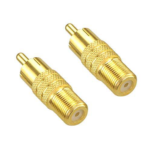 VCE F-Type Female to RCA Male 동축, Coaxial,COAX 케이블 오디오 변환기 금도금 Connector, 2-Pack