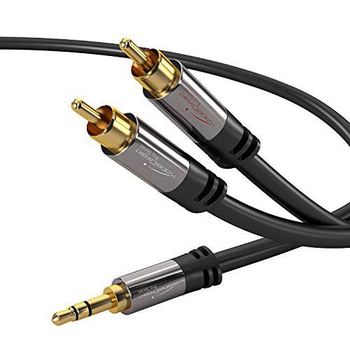KabelDirekt 3.5mm to RCA 분배 케이블, 케이블 (6 feet Short, 3.5mm Aux to 2 RCA Male 오디오&  보조자 케이블, Double-Shielded, 프로 Series) support (Hi-Fi, Stereo, Phone, iPod)