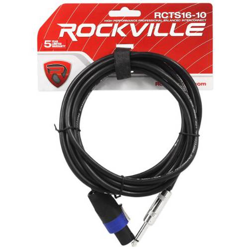 Rockville RCTS1610 10’ 16 AWG 1/ 4 TS to Speakon 스피커 케이블 100% Copper