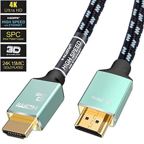 4K HDMI 케이블 12ft-HDMI 2.0 케이블 support 1080p, 3D, 2160p, 4K UHD, HDR-CL3 in-wall-28AWG Silver Plated Copper for HDTV, Xbox, Blue-ray Player, PS3, PS4, PC Toptrend Platinum Series