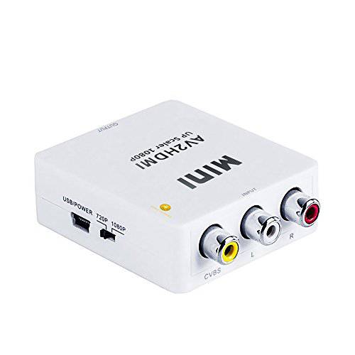 AV to HDMI 컨버터, Superior 컴포지트, Composite 3 RCA/ AV to Full HD HDMI 컨버터 Upscaler 1080P, support PAL, NTSC, SECAM for TV/ PC/ PS3/ STB/ Xbox/ DVD 플레이어 (White)