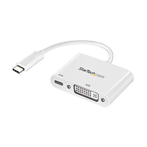 StarTech.com USB C to DVI 변환기 with 파워 배달 - 1080p USB Type-C to DVI-D Single Link 영상 디스플레이 컨버터 w/  충전중 - 60W PD Pass-Through - 벼락 3 호환 - 하얀 (CDP2DVIUCPW)