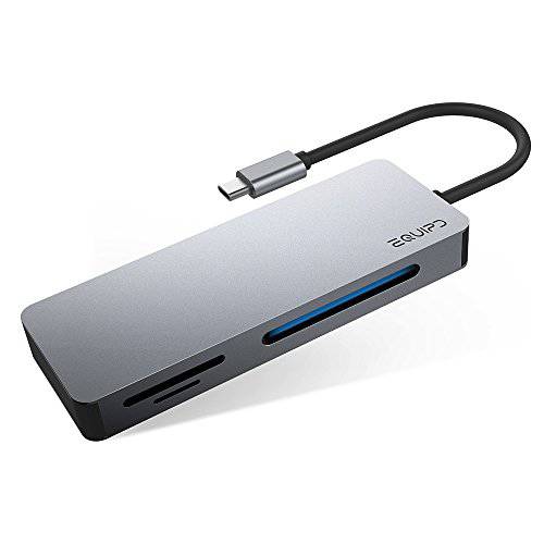 EQUIPD USB C to SD/ 미니 SD/ CF 카드 Reader, USB Type C 메모리 카드 변환기 for 2019-2016 맥북 Pro(Thunderbolt 3 Port), New 맥북 에어 and 아이패드 Pro, 갤럭시 S10/ S9/ S8, More (Space Gray)
