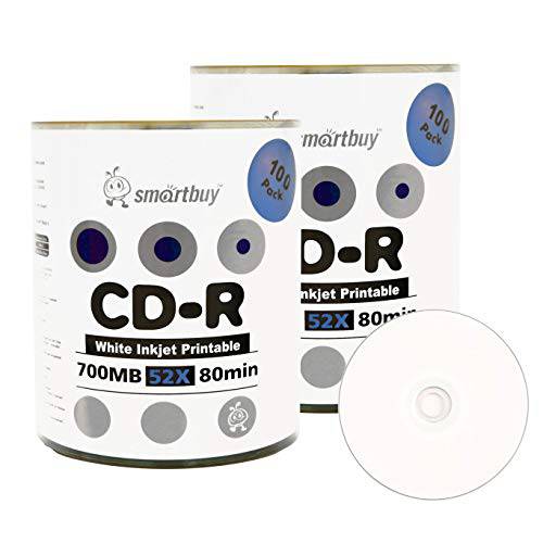 Smartbuy 700mb/ 80min 52x CD-R White 잉크젯 허브 작성가능 여분 기록가능 Media Disc (200-Disc)