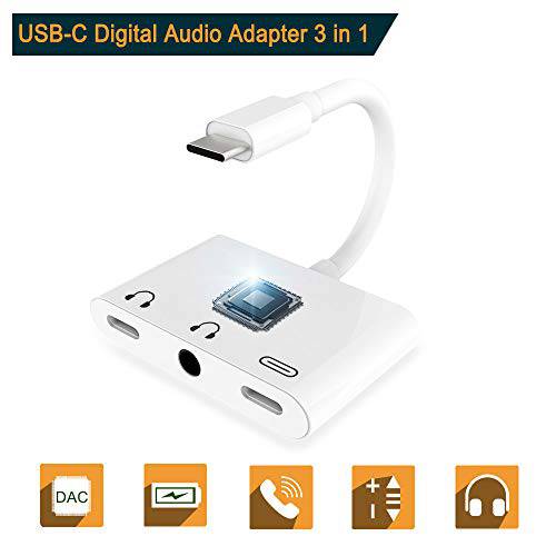 USB C to 3.5mm 헤드폰 AudioJack USB C 충전 변환기, 3 인 1 USB C 헤드폰 Aux+ 3.5mm 헤드폰 Audio+ USB C 충전 변환기 for 구글 Pixel 2/ 2XL/ 3/ 3XL 화웨이 아이패드 프로