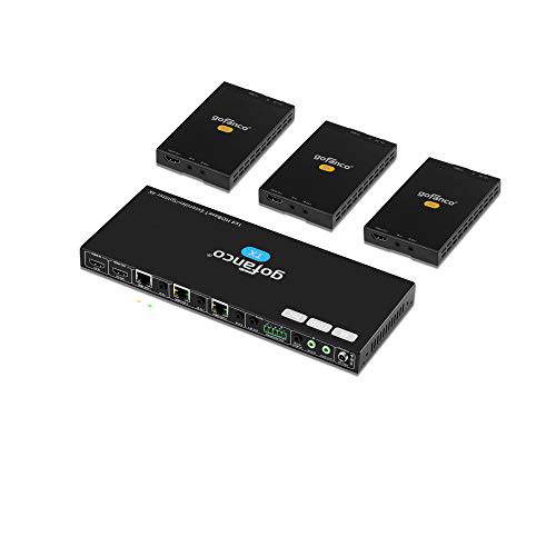 gofanco 1x4 HDBaseT HDMI 연장 분배 4K 60Hz Over Cat5e/ 6/ 7 랜선, 랜 케이블 - 4K @60Hz 4:2:0, 4K @30Hz 4:4:4 Up to 130ft and 1080p Up to 230ft 3D, PoC, 이중 IR, HDCP 2.2 (1 인 4 Out/ 4-Port)