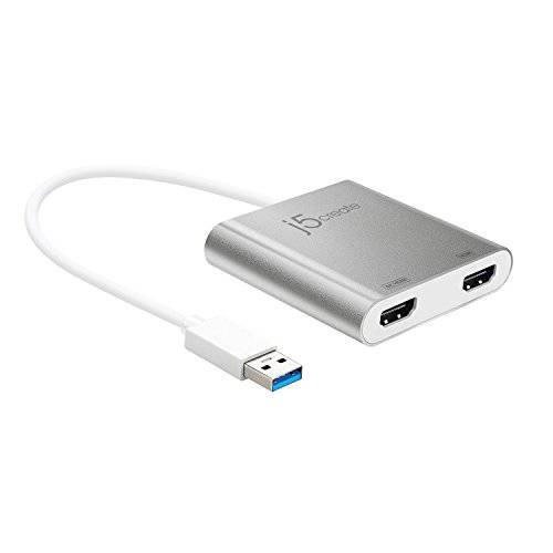 USB to HDMI 어댑터 - By j5| 이중 HDMI USB 3.0 Multi-Monitor 케이블 | 4K 울트라 HD | 호환 with Mircrosoft 7, 8.1, 10/  맥 OS X v10.6 and Up