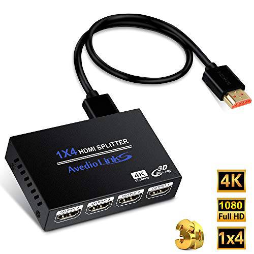 Hdmi 분배 1x4, NEWCARE HDMI 분배 1 인 4 Out, HDMI 분배 support Full HD1080P 4K and 3D, 호환가능한 with 엑스박스 PS3/ 4 Roku Blu-Ray 플레이어 HDTV (Included 고속 HDMI Cable) (Black)