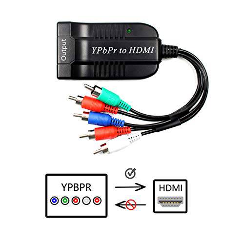 Male YPbPr to Female HDMI 컨버터, 컴포넌트 to HDMI 변환기 케이블, 5RCA RGB YPbPr to HDMI 컨버터 support 1080P 60Hz 영상 오디오 for 노트북 DVD 엑스박스 원 PS4 Nintendo to HDTV 모니터 and Projecto