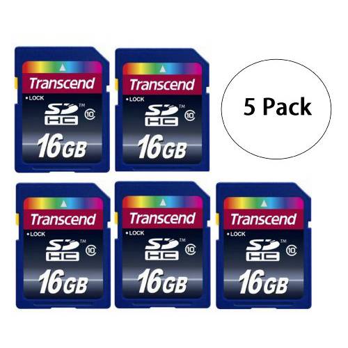 5 Pack Transcend TS16GSDHC10 5 x 16GB SDHC Class 10 Flash 메모리 카드