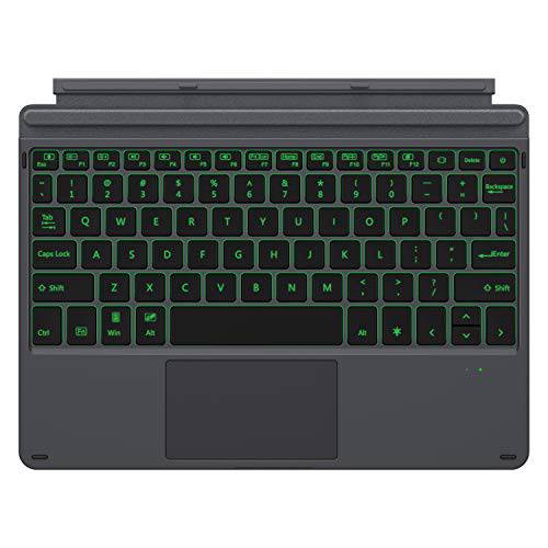 MoKo Type 커버 호환 마이크로소프트 서피스 고 2 2020/  고 10 2018 Tablet, 슬림 무선 블루투스 키보드 with Trackpad, 7-Color LED Backlit, Built-in 충전식 배터리 for 서피스 고 2/ 고 - 블랙