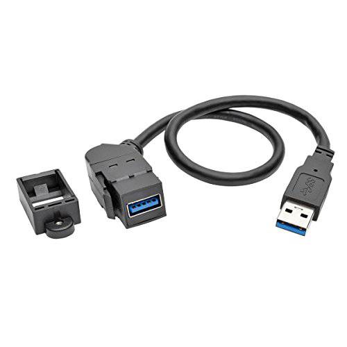 TRIPP LITE USB 3.0 Keystone/ Panel 마운트 연장 케이블 (M/ F), 앵글드 Connector, Black, 1’ (U324-001-KPA-BK)