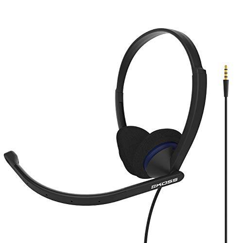 Koss CS200i On-Ear Communication Headset, 붐 Microphone, 유선 with 3.5mm Plug, 블랙