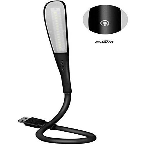 USB 취침등, 나이트 스탠드, 무드등, RIJAHO 디머블, 밝기 조절 가능 with 14 LED 독서 Lights, Touchable Curved Gooseneck 휴대용 테이블 Lamp, 블랙