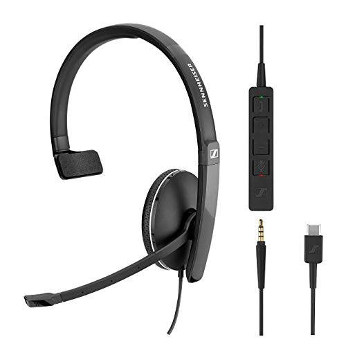 Sennheiser SC 135 USB-C (508355) - Single-Sided (Monaural) 헤드폰,헤드셋 사무용 프로페셔널 | 와 HD 스테레오 Sound, Noise-Canceling Microphone, USB-C 커넥터 (Black)