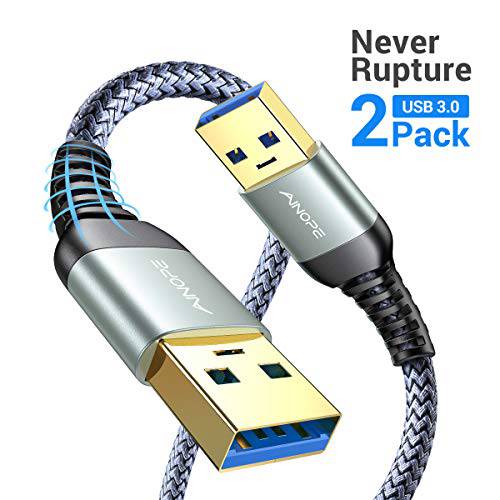 [2 Pack] USB 3.0 케이블, USB to USB 케이블, USB A Male to Male 케이블 [3.3FT+ 3.3FT] [Never Rupture] 이중 End USB 케이블 호환가능한 with 하드디스크 Enclosures, DVD Player, 노트북 쿨러 and More