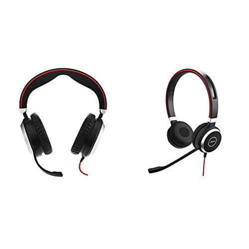 Jabra Evolve 80 - 전문적인 스테레오 노이즈캔슬링, 노캔 유선 헤드폰,헤드셋/ Music 헤드폰, 헤드셋 - MS 번들,묶음 with Jabra Evolve 40 스테레오 UC - 전문적인 Unified Communicaton 헤드폰,헤드셋