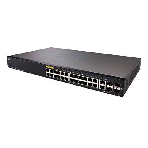 Cisco SF350-24 Managed Switch with 24 10/ 100 Ports, 4 기가비트 랜포트 (GbE) Combo SFP, 리미티드 라이프타임 프로텍트 (SF350-24-K9-NA)